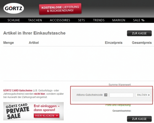 Gutschein-Hilfe Görtz