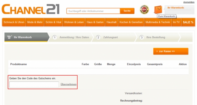 Gutschein-Hilfe Channel21