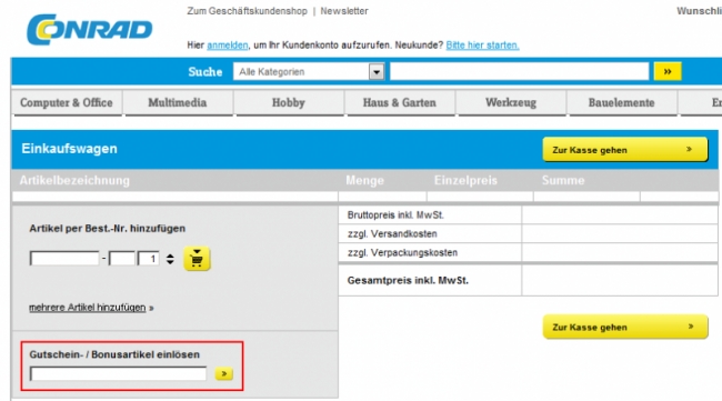 Gutschein-Hilfe Conrad CH