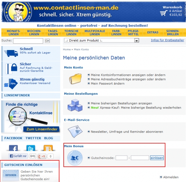 Gutschein-Hilfe Contactlinsen-Man