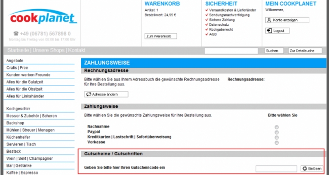 Gutschein-Hilfe cookplanet