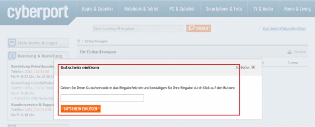 Gutschein-Hilfe Cyberport