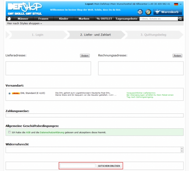 Gutschein-Hilfe Defshop