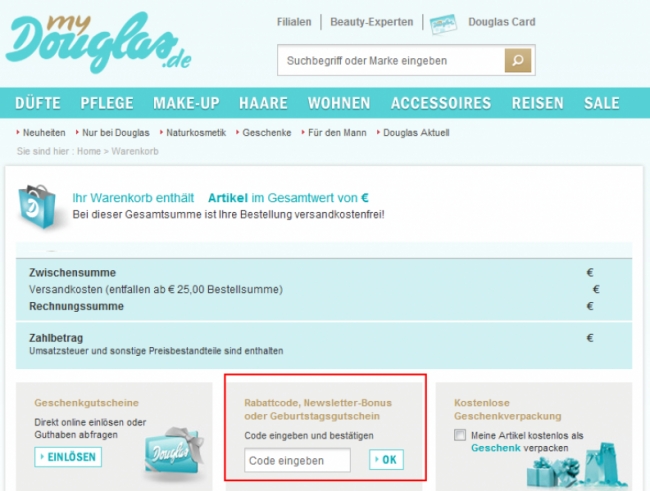 Gutschein-Hilfe Douglas