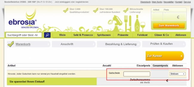 Gutschein-Hilfe ebrosia