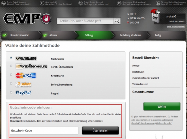 Gutschein-Hilfe EMP