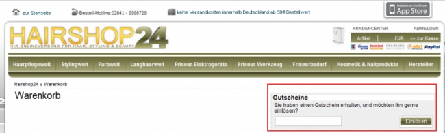 Gutschein-Hilfe Hairshop24