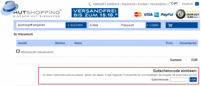 Gutschein-Hilfe hutshopping