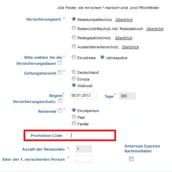 Gutschein-Hilfe AMEX Reiseversicherung