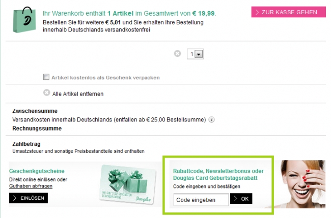 Gutschein-Hilfe Douglas