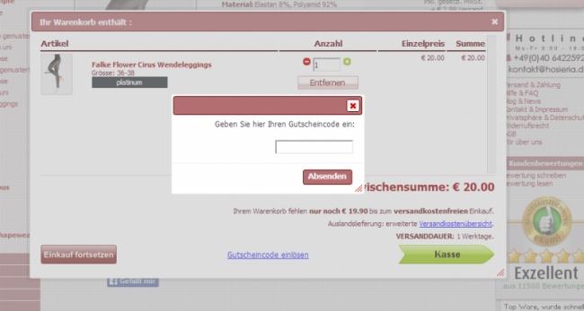 Gutschein-Hilfe Hosieria