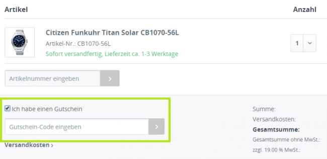 Gutschein-Hilfe Der Uhrenshop