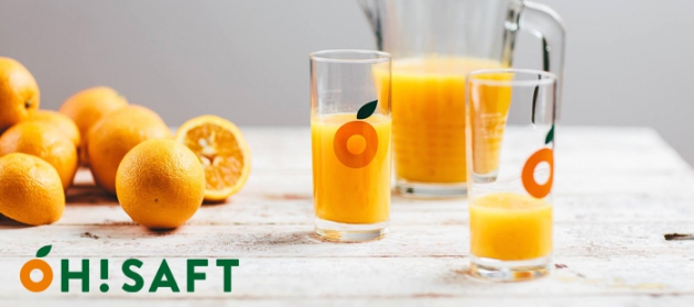 Oh!Saft bedeutet jeden Tag ein Glas frisch gepressten Orangensaft. 