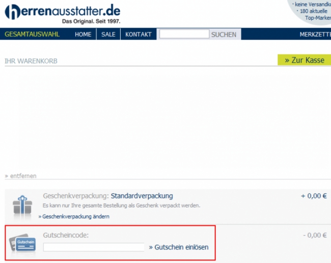 Gutschein-Hilfe Herrenausstatter