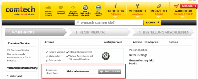 Gutschein-Hilfe comtech