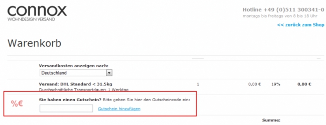 Gutschein-Hilfe Connox