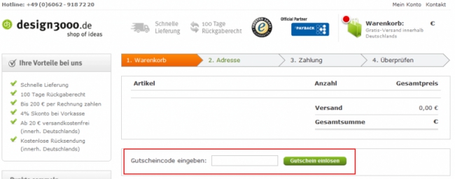 Gutschein-Hilfe design3000.de