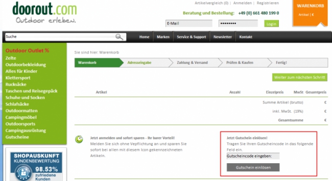 Gutschein-Hilfe doorout