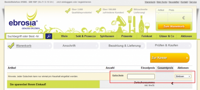 Gutschein-Hilfe ebrosia