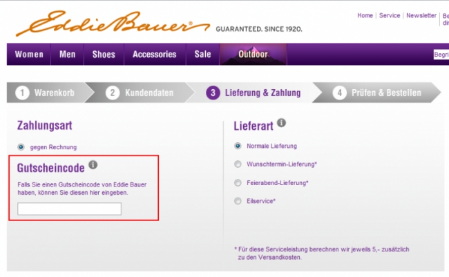 Gutschein-Hilfe Eddie Bauer