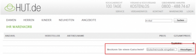 Gutschein-Hilfe hut.de