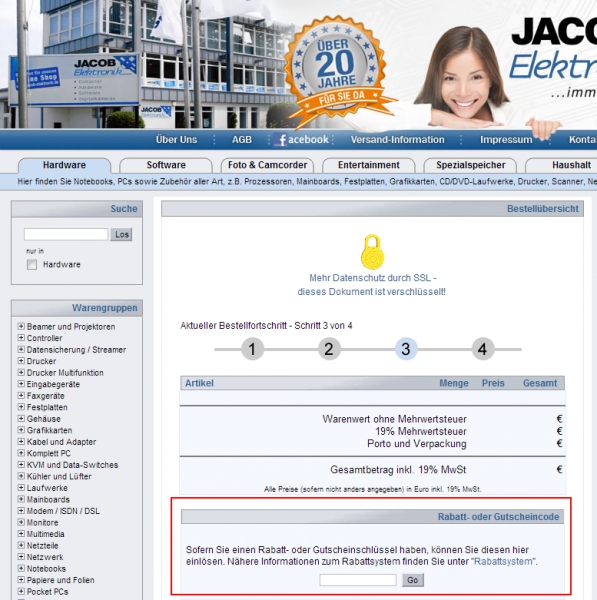 Gutschein-Hilfe Jacob Elektronik