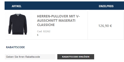 Gutschein-Hilfe Maserati Store