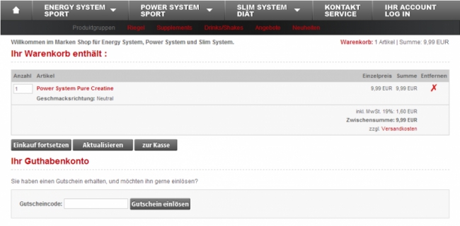 Gutschein-Hilfe Power System Shop