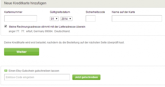 Gutschein-Hilfe Etsy