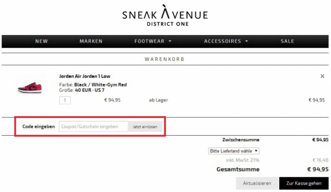 Gutschein-Hilfe sneakAvenue