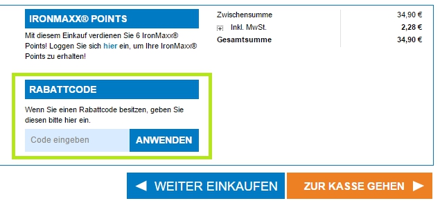 Gutschein-Hilfe IronMaxx