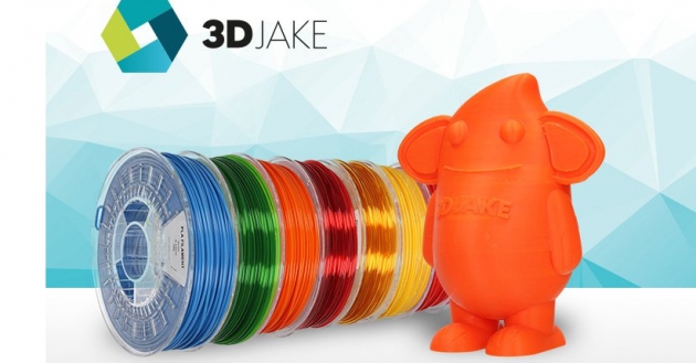 3DJake Maskottchen und Filament in verschiedenen Farben