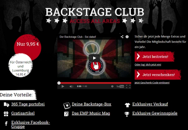 EMP Backstage Club, Stand Mai 2014