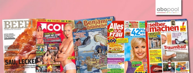 Mit über 300 verschiedenen Magazinen zählt abopool.de zu den umfangreichsten im Netz. Mit über 300 verschiedenen Magazinen zählt abopool.de zu den umfangreichsten im Netz.