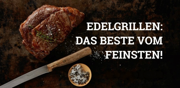 Ein Stück Fleisch mit Salz und Messer