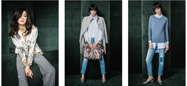 drei models tragen komplette outfits von cinque store