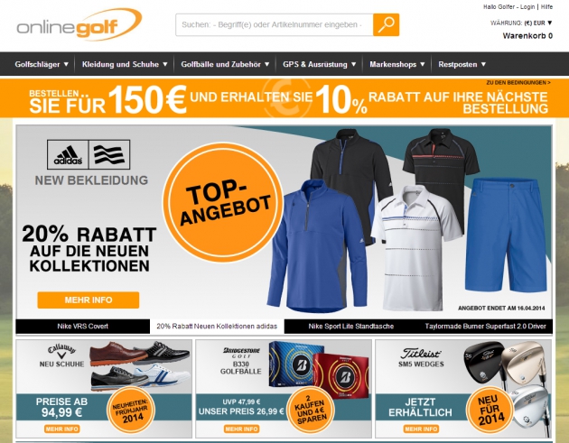 die Homepage von Online Golf