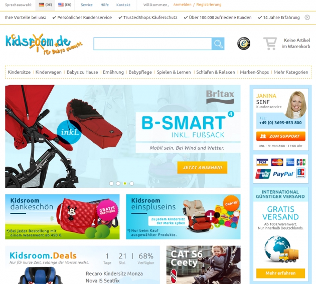 die Startseite von kidsroom im September 2014