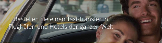 Taxi Transfer weltweit - Bild mit Frau und Mann in gelbem Fahrzeug