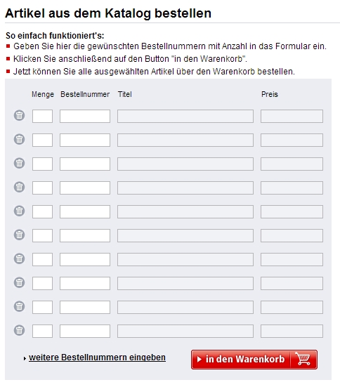 Katalogbestellformular bei Weltbild.de
