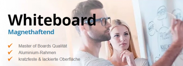 Whiteboard, magnethaftend - Mann und Frau zeichnen an einem Whiteboard